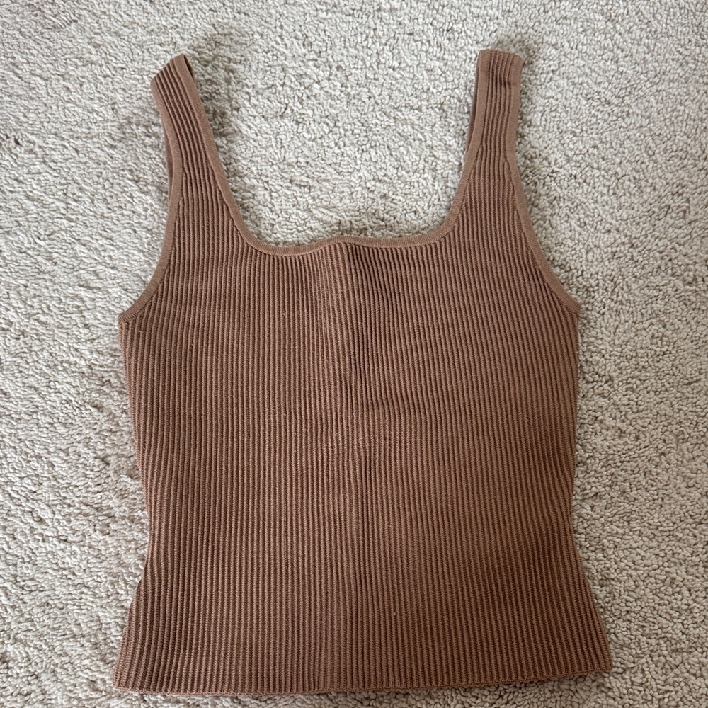 Aritzia Ribbed Tan Tank Top
